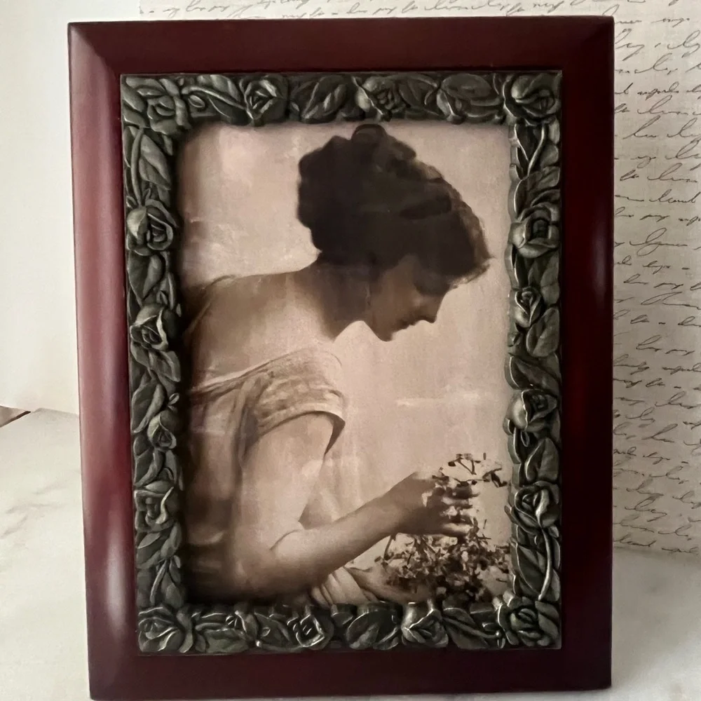 Vintage wooden pewter frame